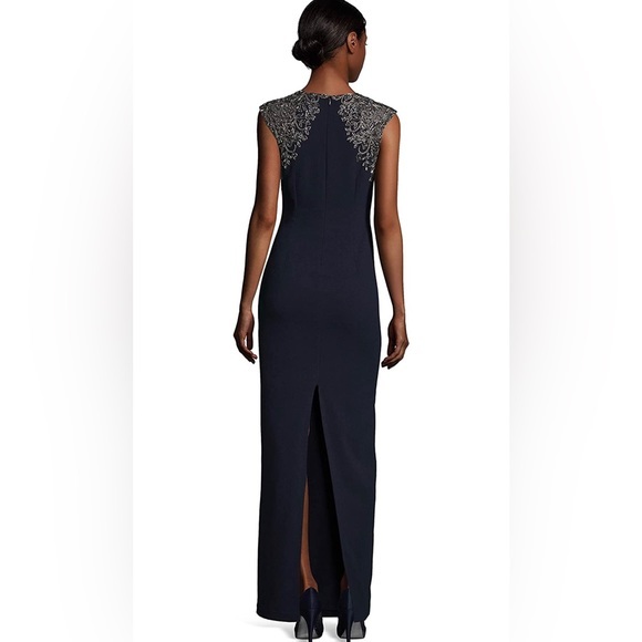 Adrianna Papell Women's Petite Beaded Long Dress in Midnight Size 10P - Picture 3 of 7